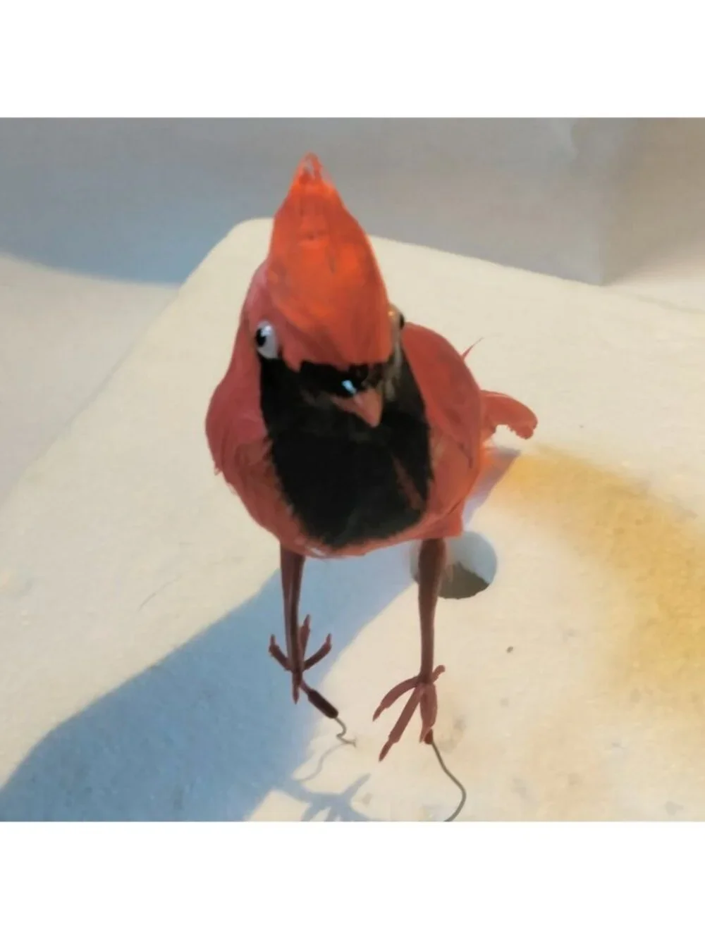 Red Cardinal Bird Figurine Feathered Wire Craft Pick Lot 2